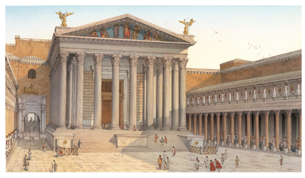 Reconstructive view of the Forum of Augustus with the Temple of Mars Ultor