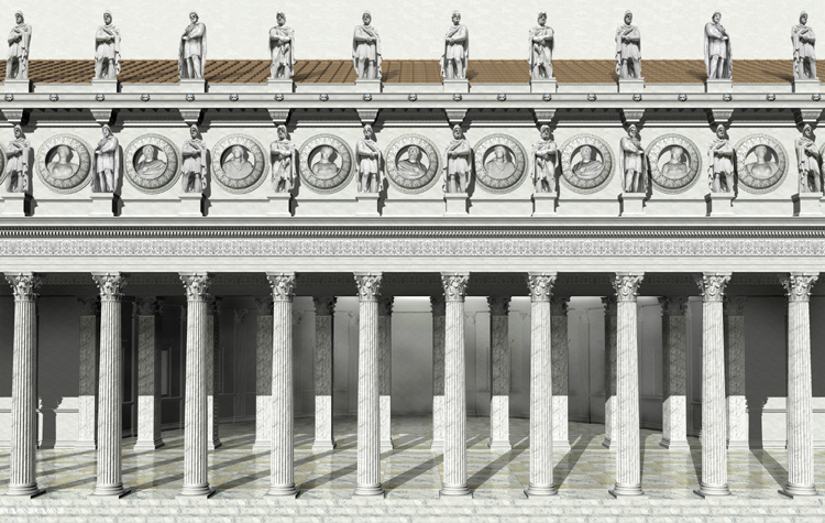 Reconstructive view of a lateral portico of the Forum of Trajan