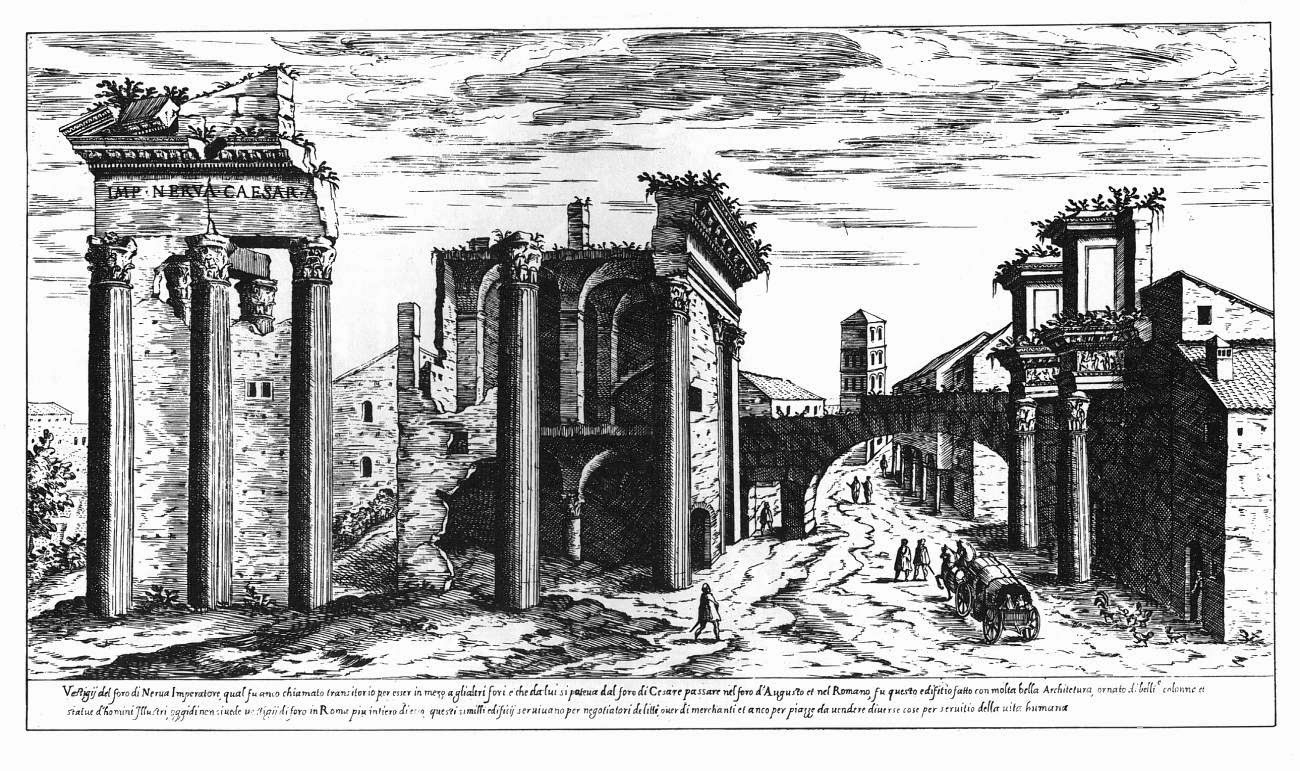 Etienne Dupérac, View of the Temple of Minerva and the so-called 