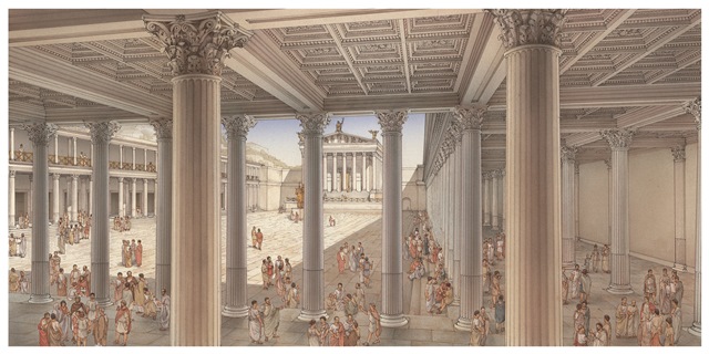 Veduta ricostruttiva del Foro di Cesare e del Tempio di Venere Genitrice in età cesariana